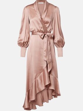 zimmermann silk wrap dress dupe Zimmermann Peach Silk Wrap Dress Petite Size 6 BNWT